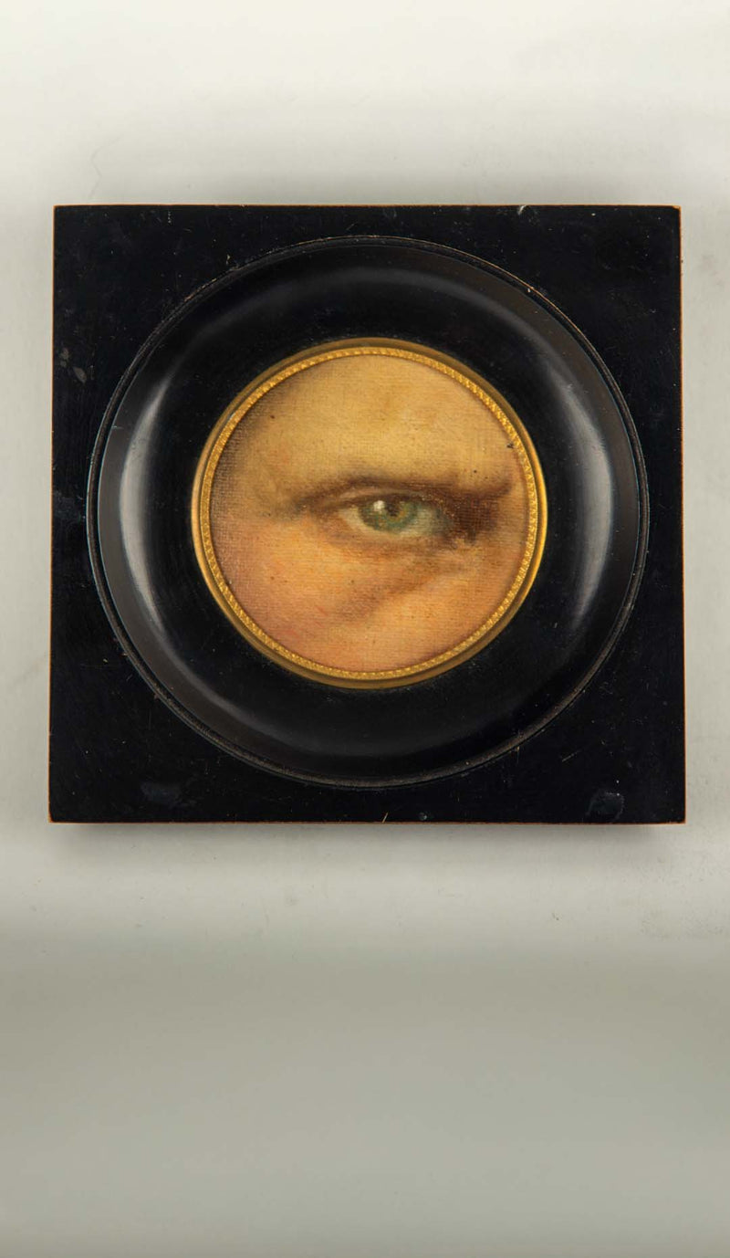 19th-Century Lover's Eye Fragment in an Ebonized Frame